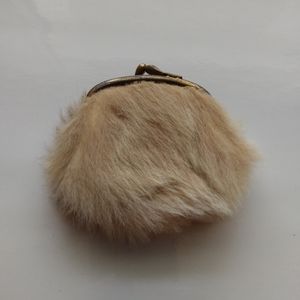 Furry Little Leather Coin Pouch Charm Small Antique Tiny Purse Money Vintage